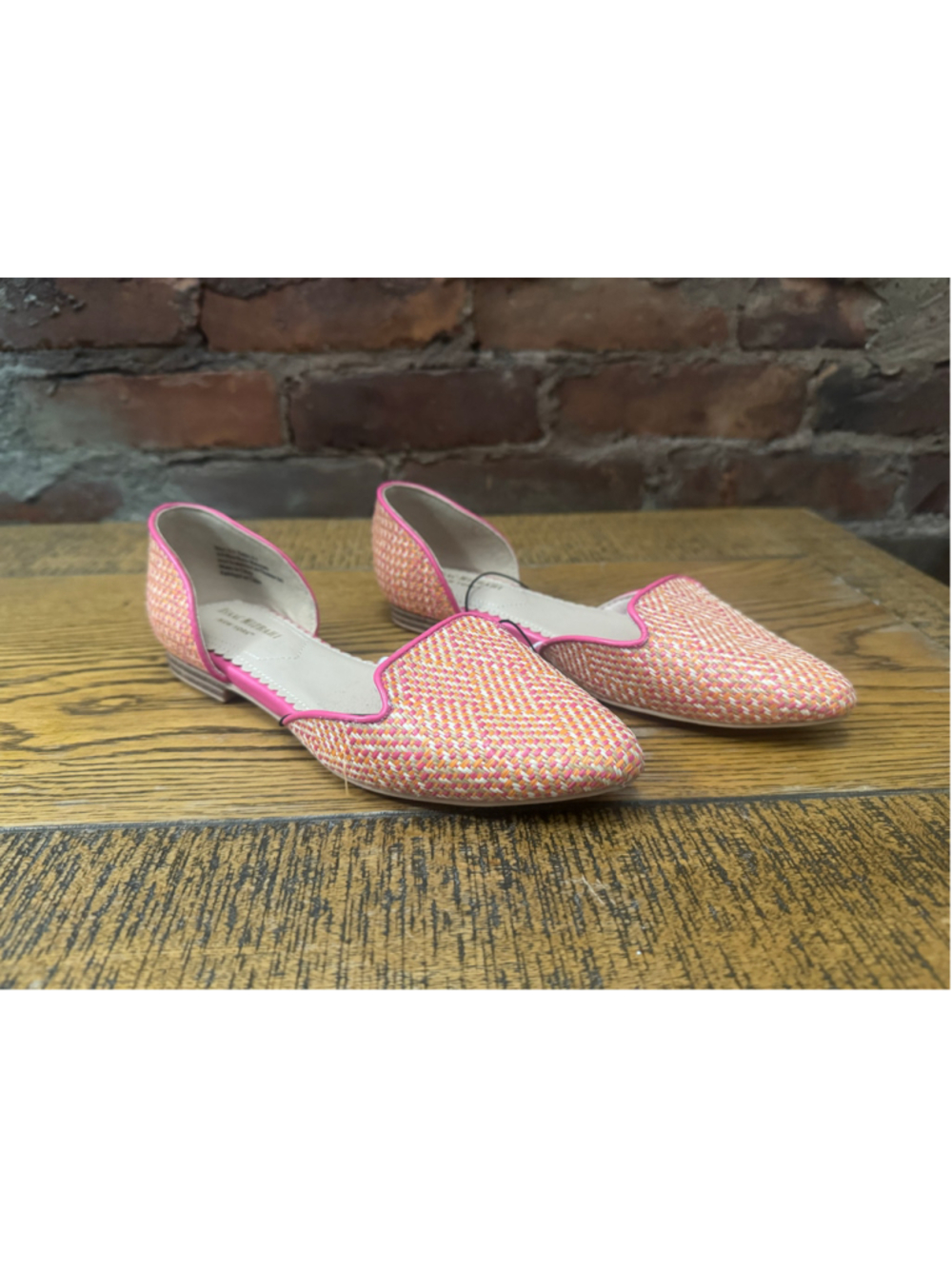 Isaac Mizrahi NY Woven Pointed Toe D'Orsay Flats Pink Orange 6.5 Boho Preppy